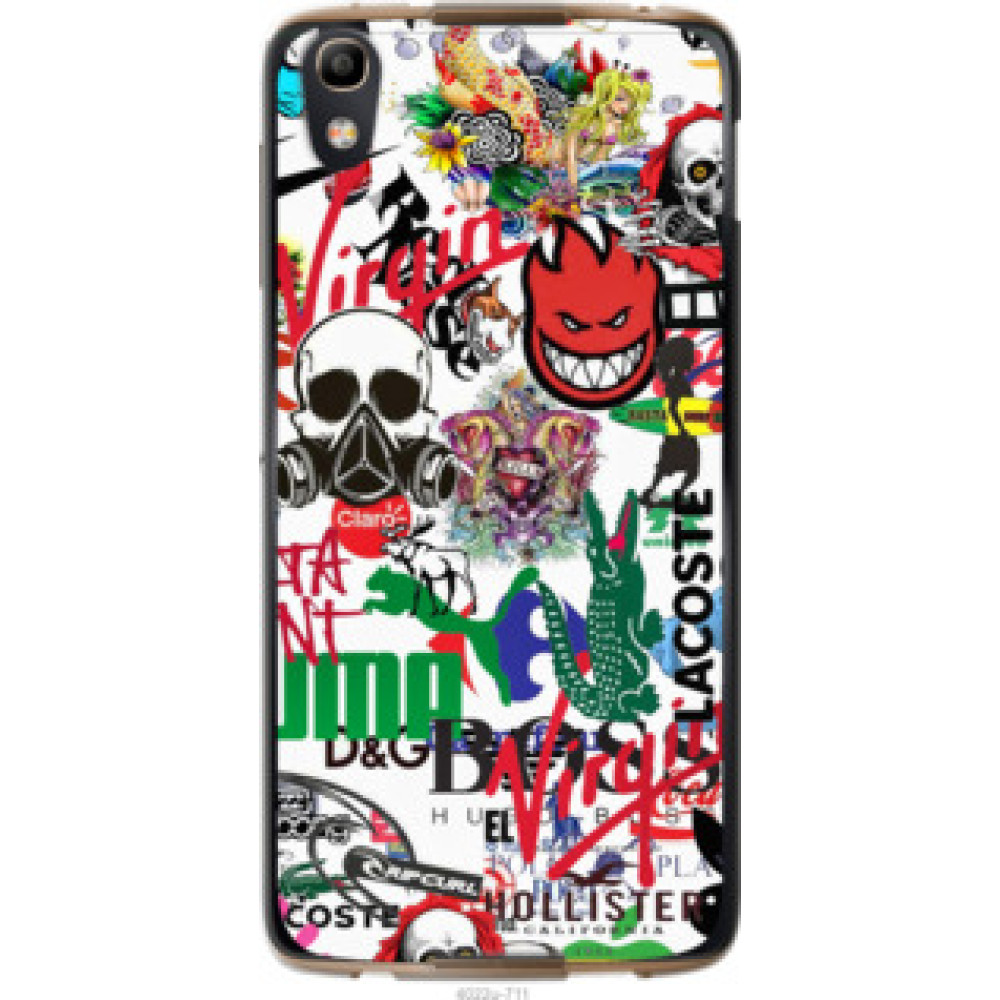 Чехол на Alcatel idol 4 Many different logos (4022u-711)