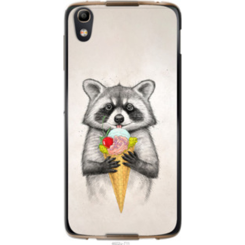 Чехол на Alcatel idol 4 Енотик с мороженым (4602u-711)