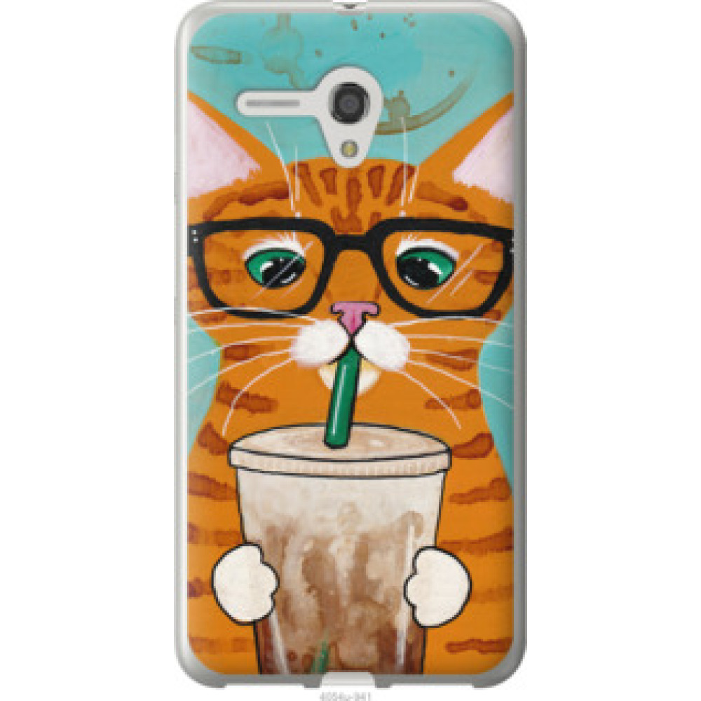 Чехол на Alcatel One Touch Pop 3 5.5 Зеленоглазый кот в очках (4054u-941)
