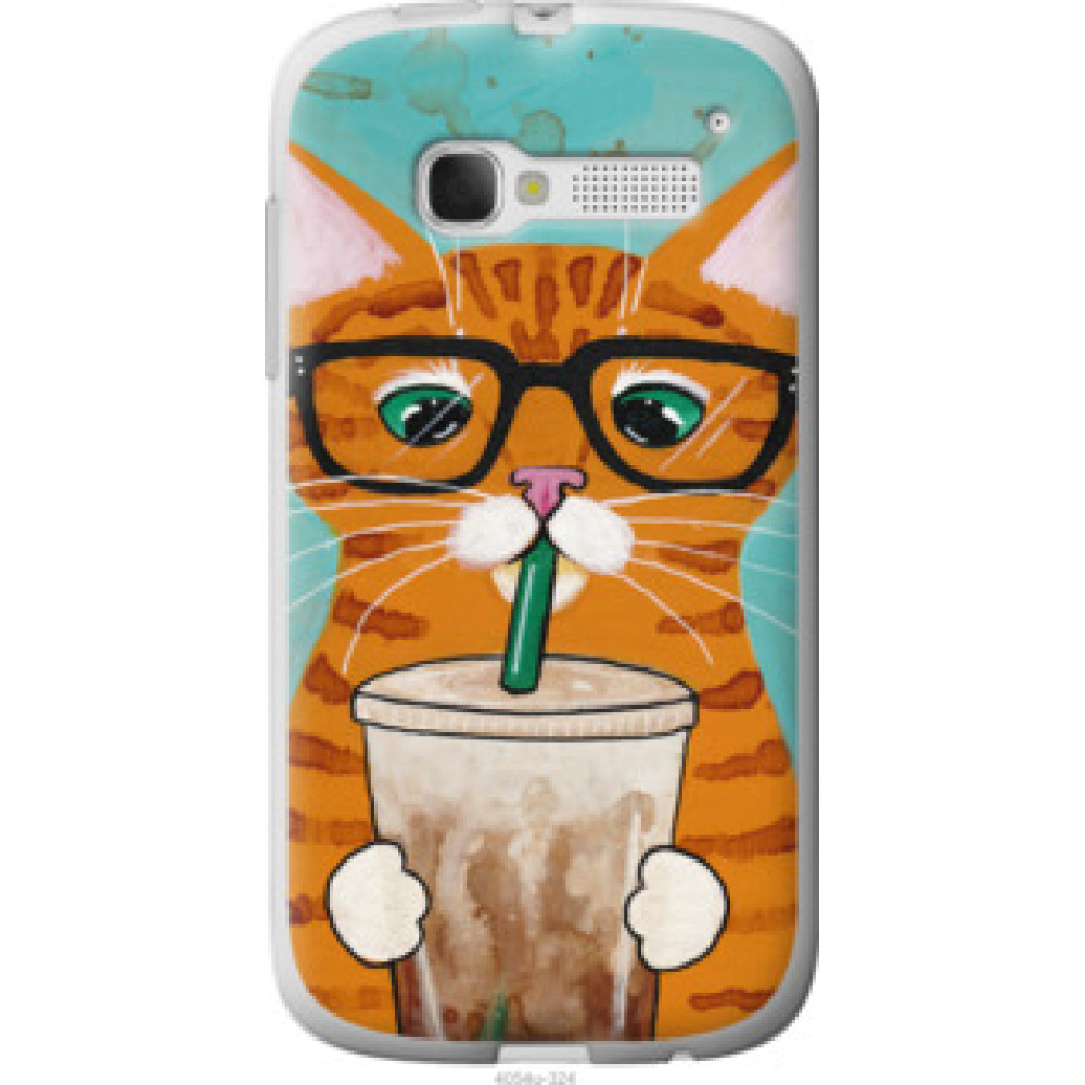 Чехол на Alcatel One Touch Pop C5 5036D Зеленоглазый кот в очках (4054u-324)