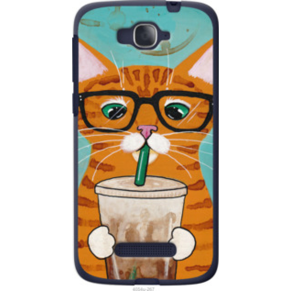 Чехол на Alcatel One Touch Pop C7 7041D Зеленоглазый кот в очках (4054u-267)