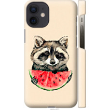 Чехол на Apple iPhone 12 Mini Енотик с арбузом (4605c-2071)