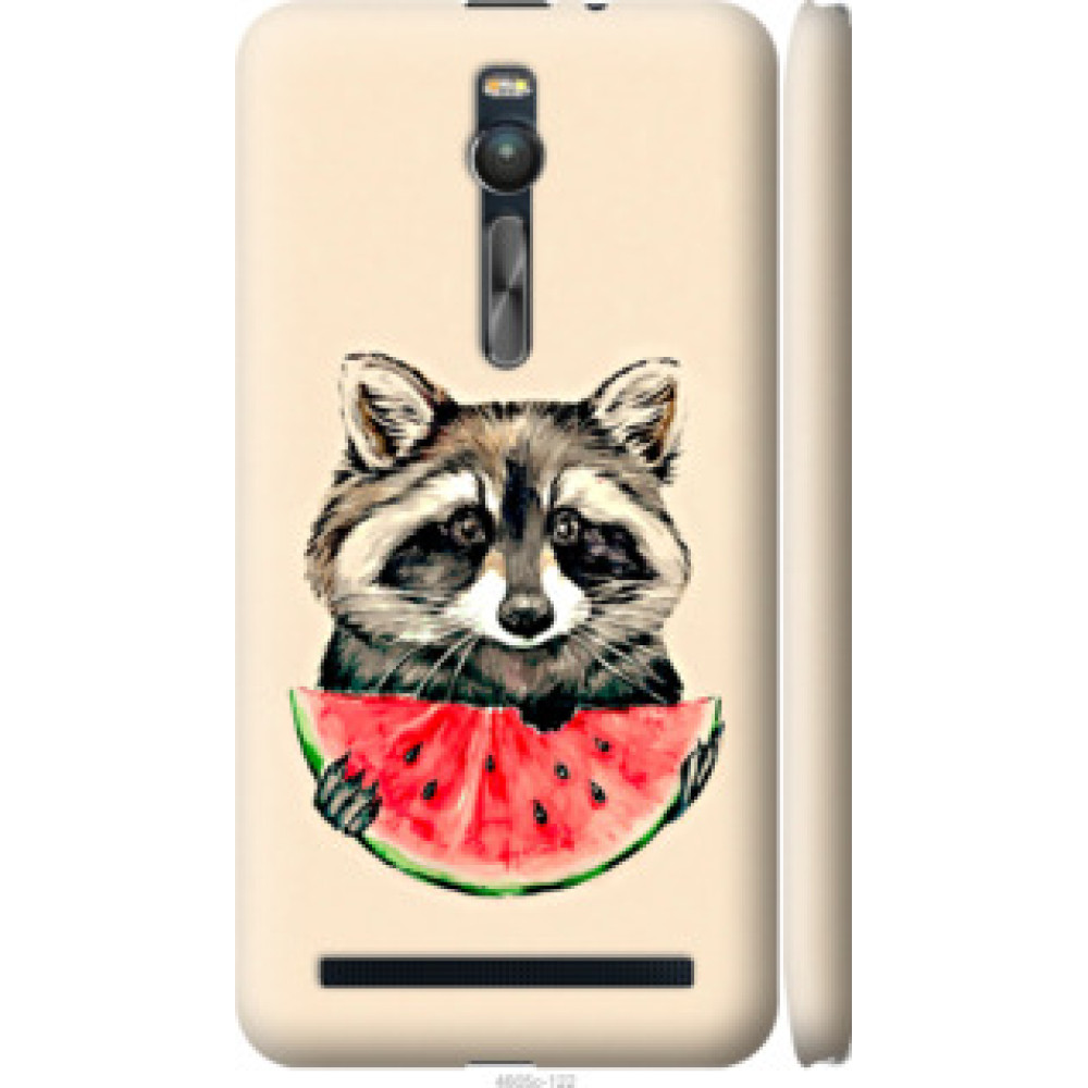 Чехол на Asus Zenfone 2 ZE551ML Енотик с арбузом (4605c-122)