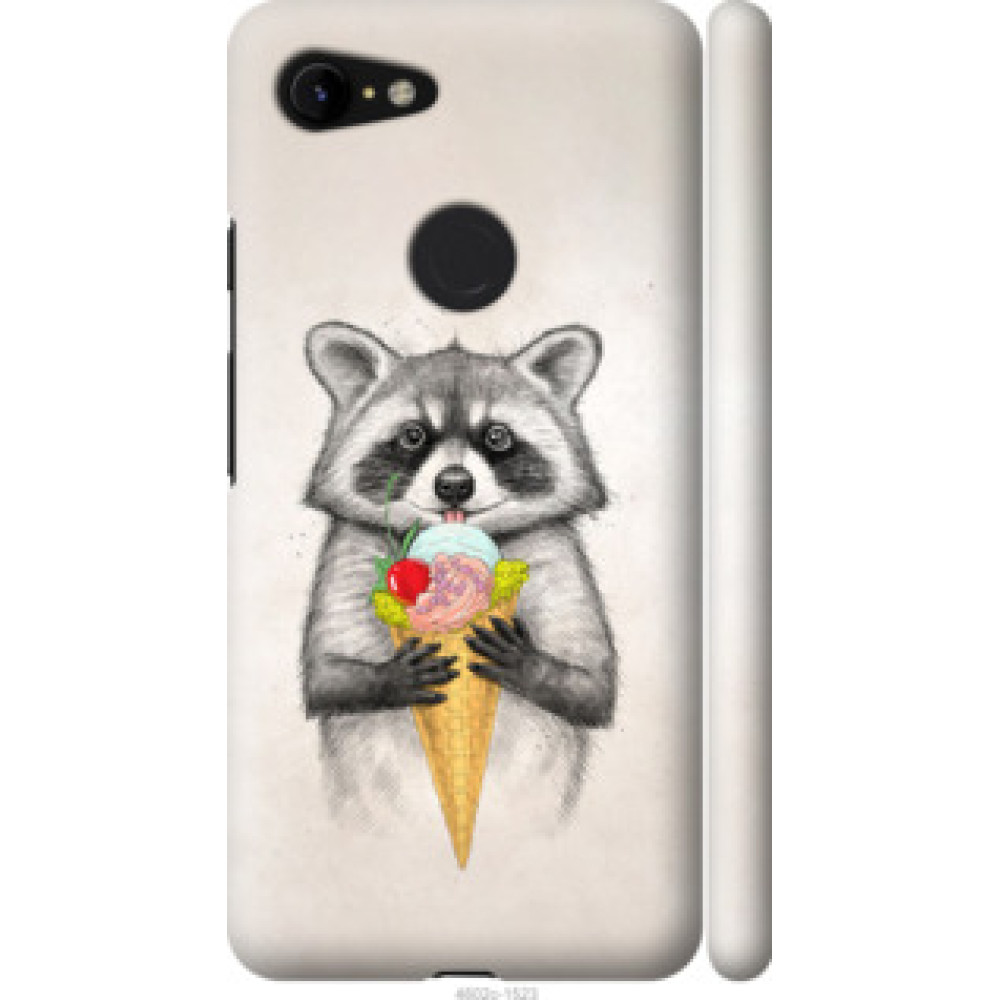 Чехол на Google Pixel 3 XL Енотик с мороженым (4602c-1523)