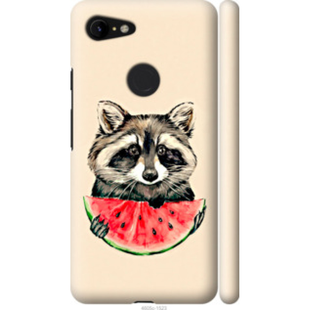 Чехол на Google Pixel 3 XL Енотик с арбузом (4605c-1523)