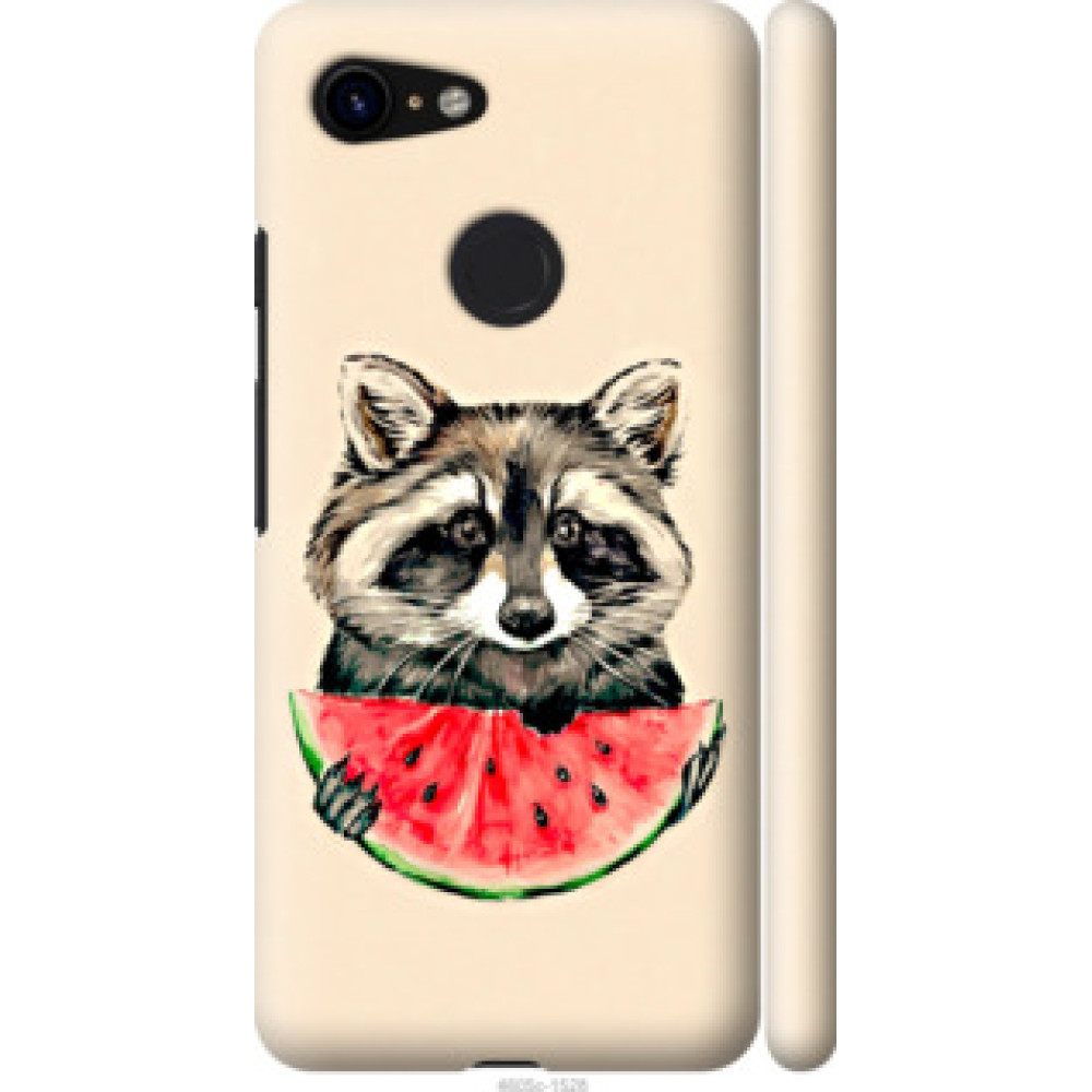 Чехол на Google Pixel 3 Енотик с арбузом (4605c-1528)