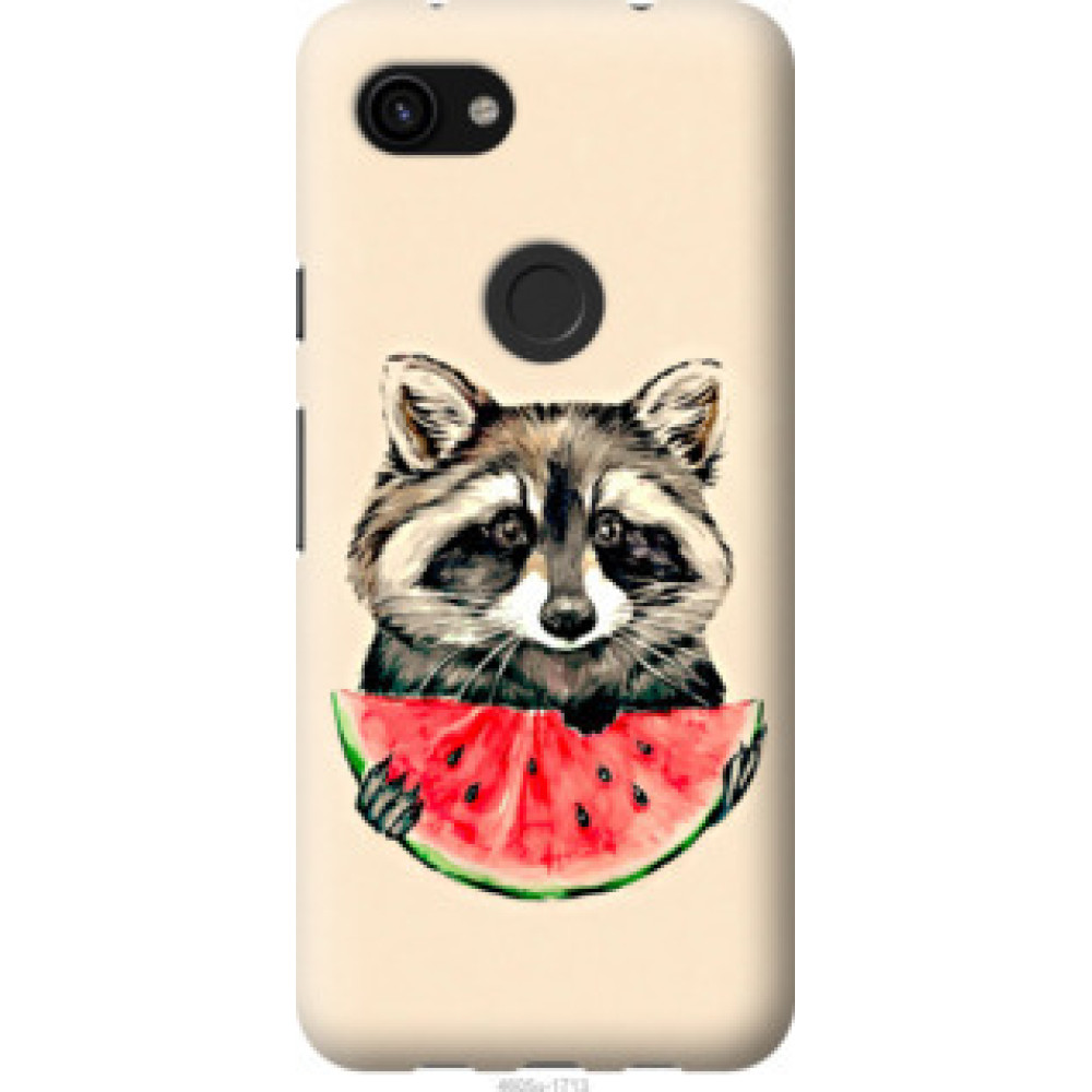 Чохол на Google Pixel 3a XL Енотик с арбузом (4605u-1713)