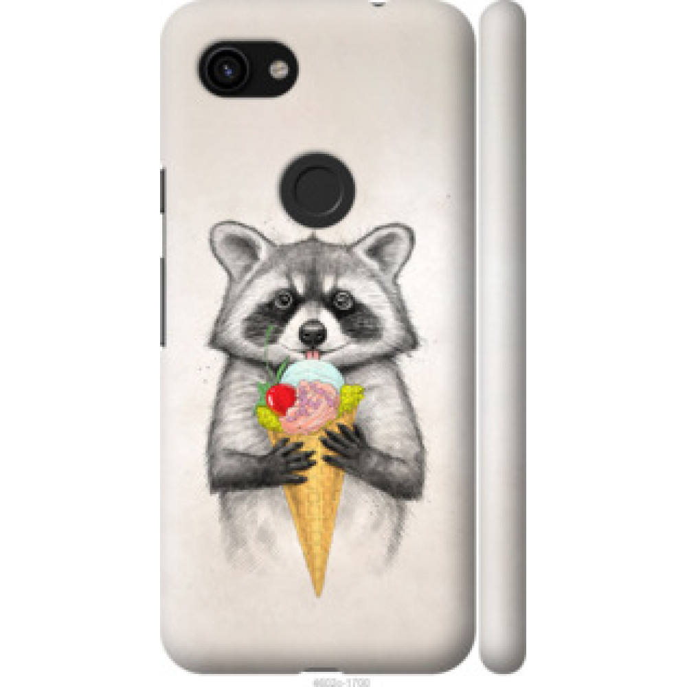 Чехол на Google Pixel 3a Енотик с мороженым (4602c-1700)