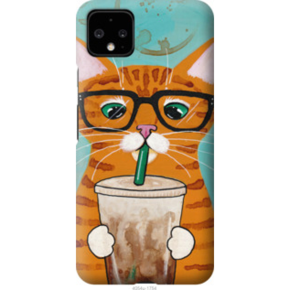 Чехол на Google Pixel 4 XL Зеленоглазый кот в очках (4054u-1754)