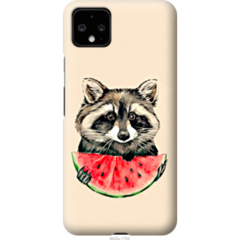 Чехол на Google Pixel 4 XL Енотик с арбузом (4605u-1754)
