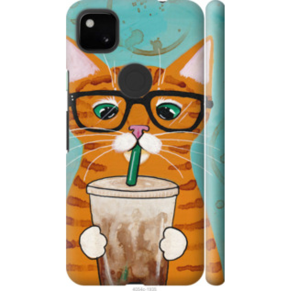 Чехол на Google Pixel 4A Зеленоглазый кот в очках (4054c-1935)