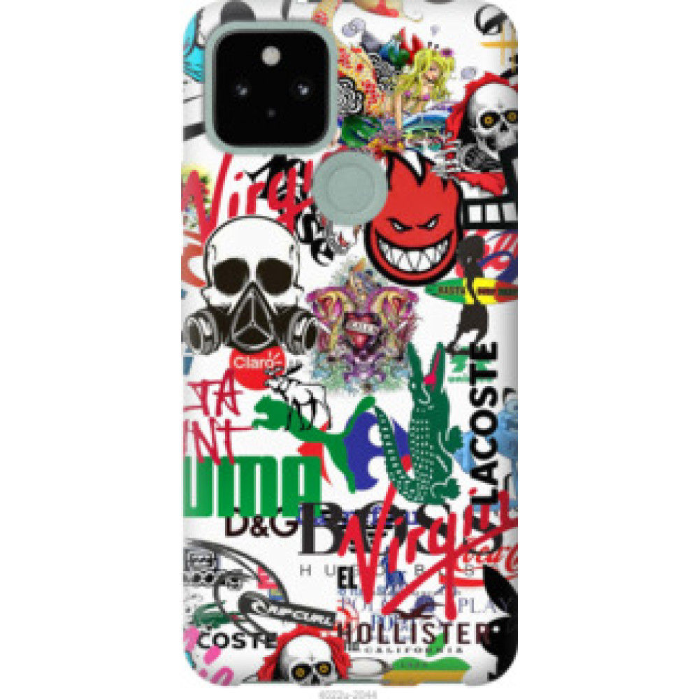 Чехол на Google Pixel 5 Many different logos (4022u-2044)