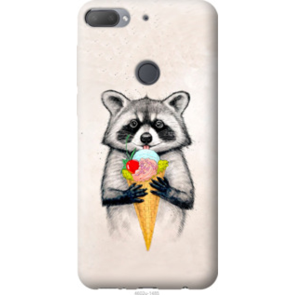 Чехол на HTC Desire 12 Plus Енотик с мороженым (4602u-1485)