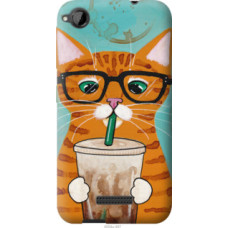Чехол на HTC Desire 320 Зеленоглазый кот в очках (4054u-497)