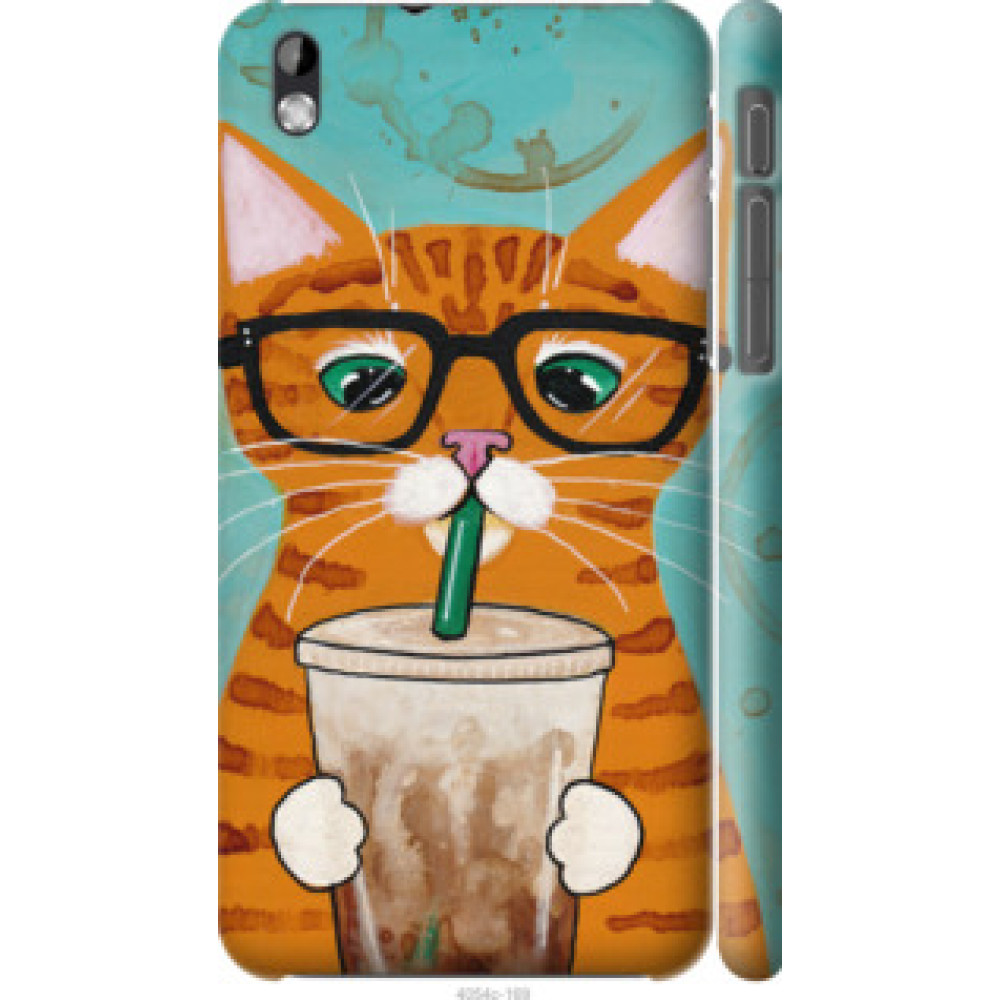 Чехол на HTC Desire 816 Зеленоглазый кот в очках (4054c-169)