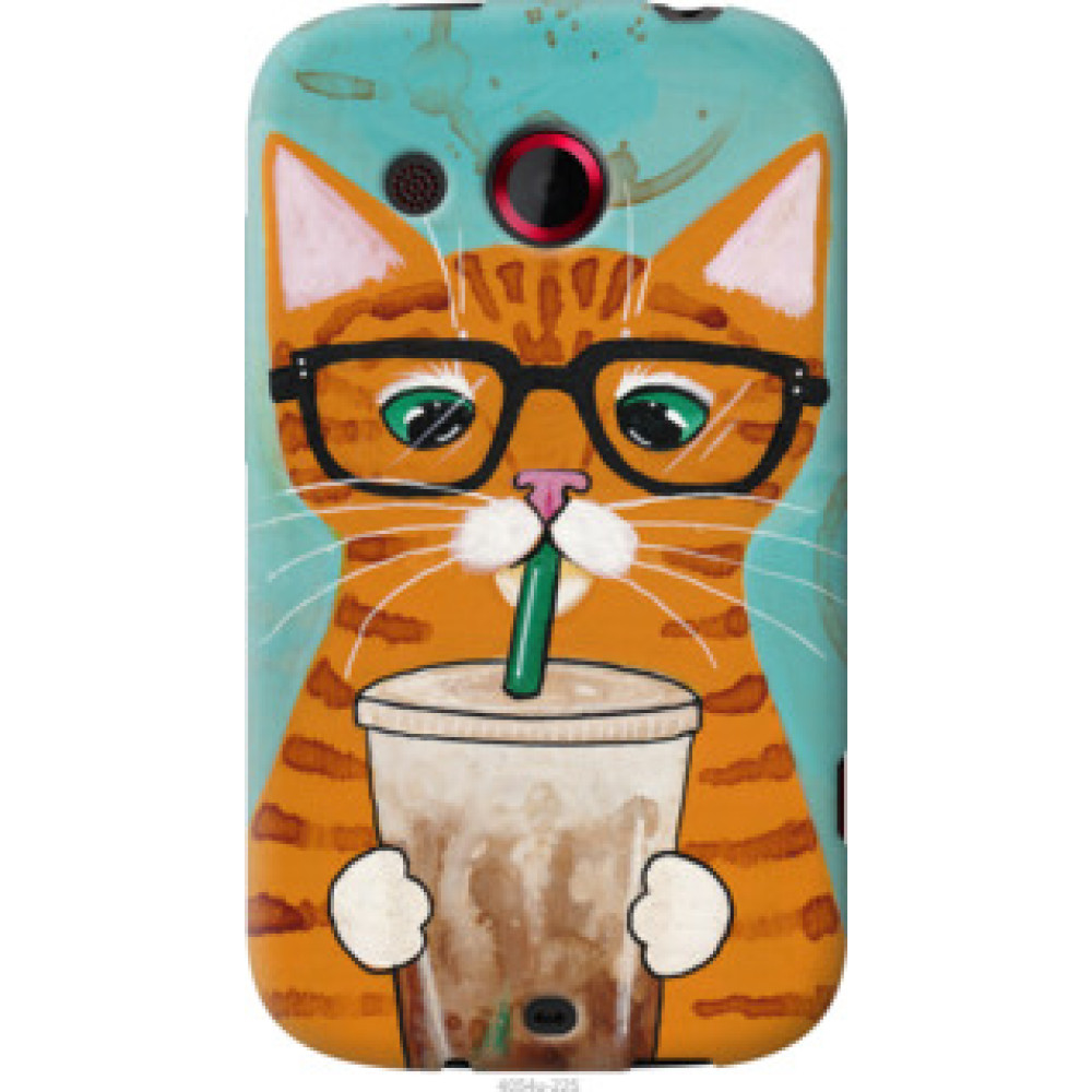Чехол на HTC Desire C A320e Зеленоглазый кот в очках (4054u-225)