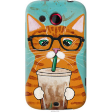 Чехол на HTC Desire C A320e Зеленоглазый кот в очках (4054u-225)