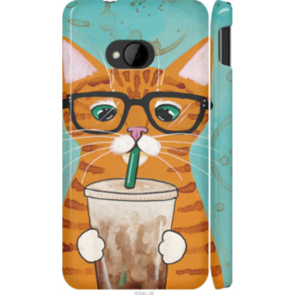 Чохол на HTC One M7 Зеленоглазый кот в очках (4054c-36)