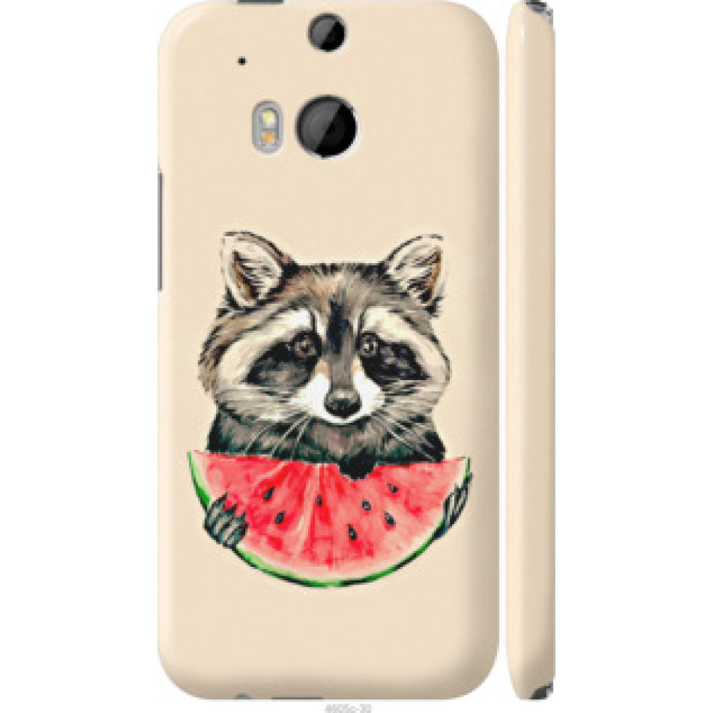 Чехол на HTC One M8 dual sim Енотик с арбузом (4605c-55)