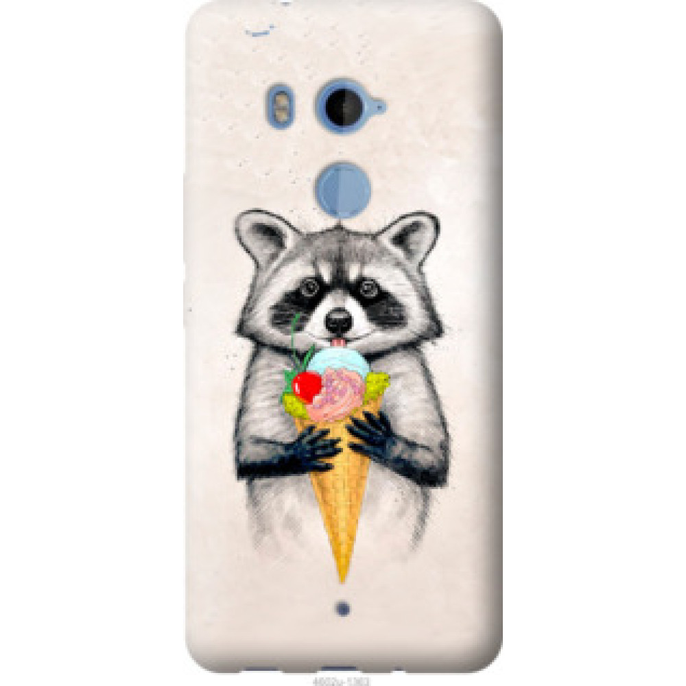 Чехол на HTC U11 Plus Енотик с мороженым (4602u-1363)