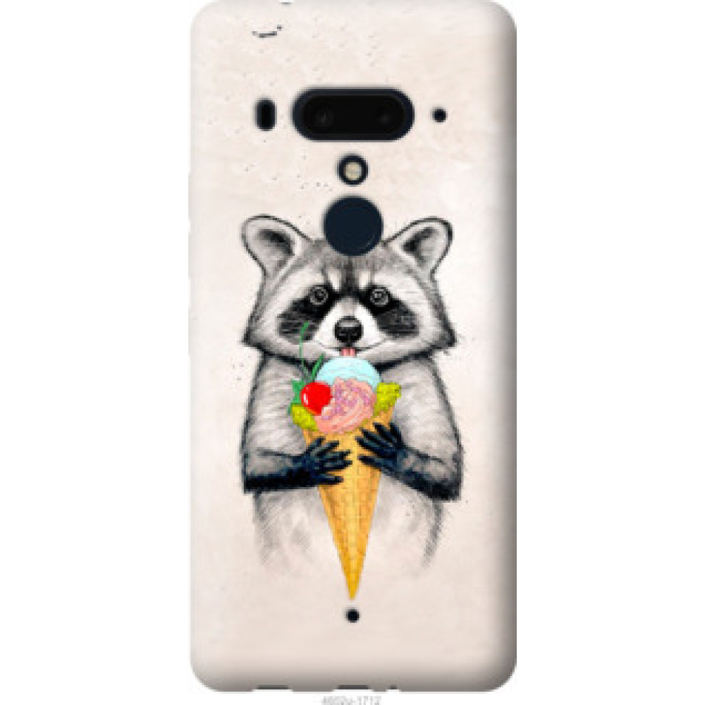 Чехол на HTC U12 Plus Енотик с мороженым (4602u-1712)