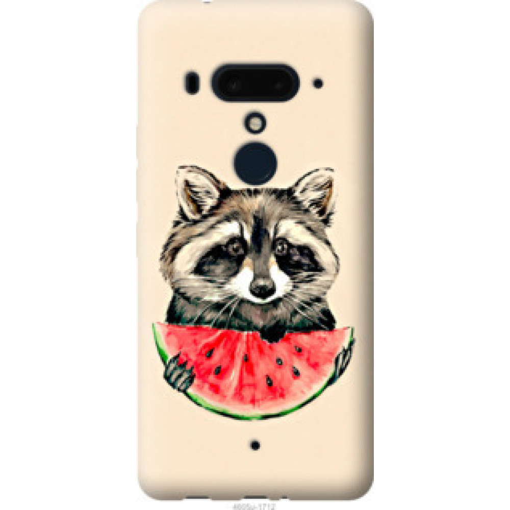 Чохол на HTC U12 Plus Енотик с арбузом (4605u-1712)