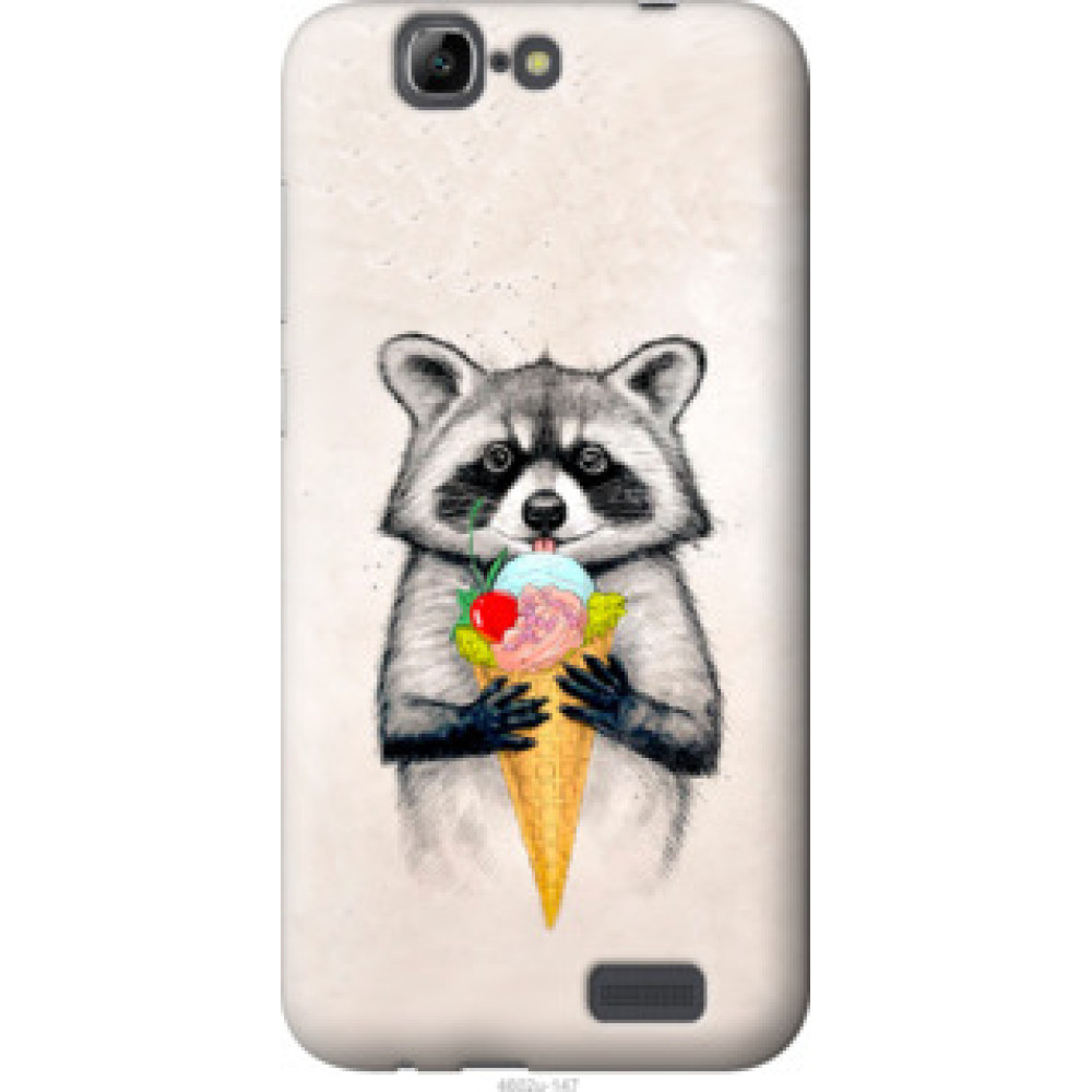 Чохол на Huawei Ascend G7 Енотик с мороженым (4602u-147)