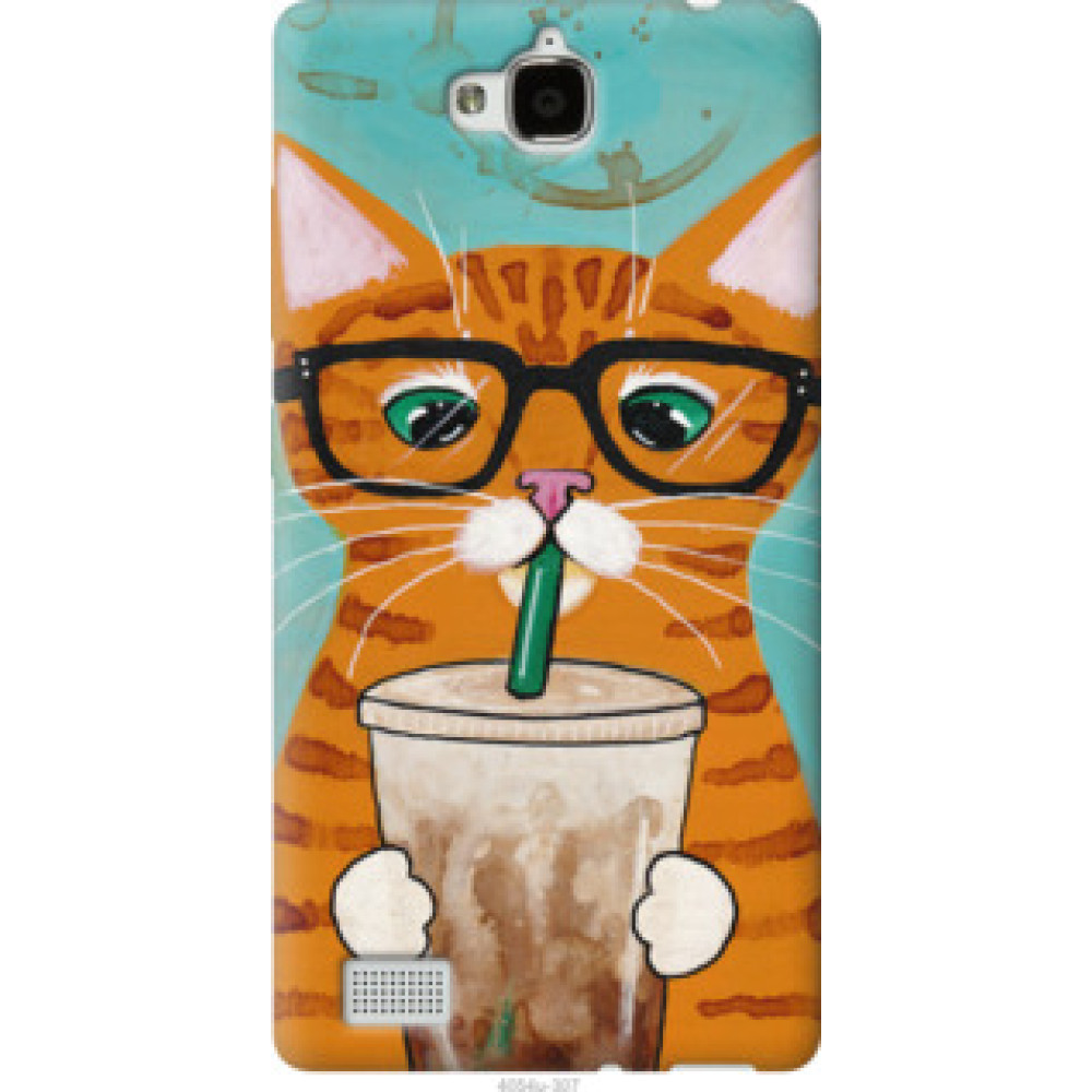 Чехол на Huawei Honor 3C Зеленоглазый кот в очках (4054u-307)