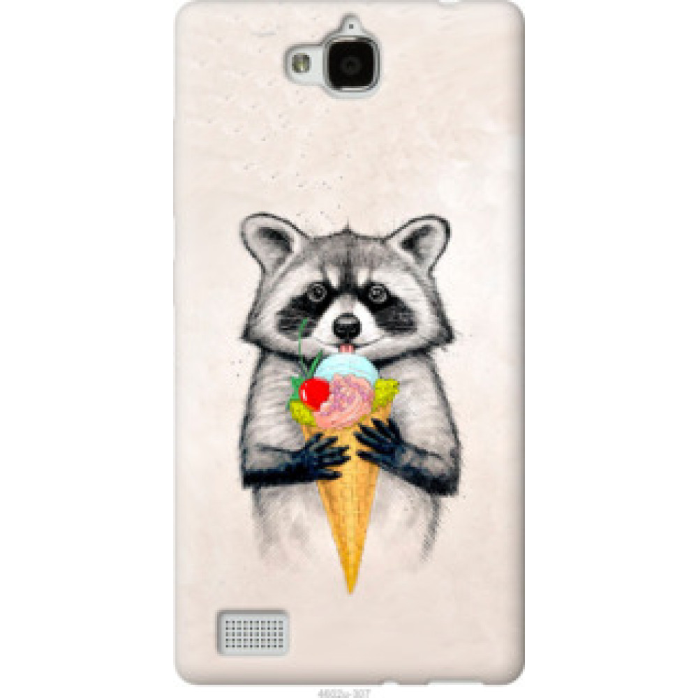 Чохол на Huawei Honor 3C Енотик с мороженым (4602u-307)