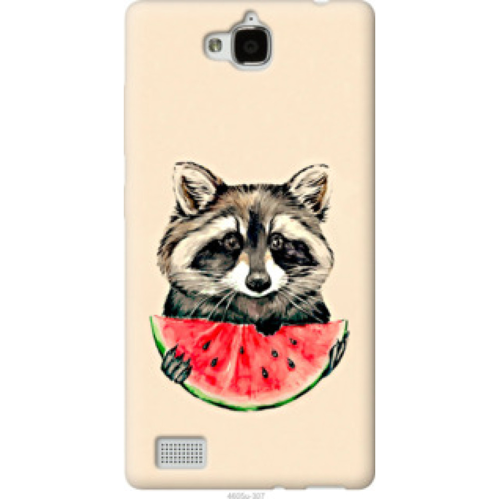 Чехол на Huawei Honor 3C Енотик с арбузом (4605u-307)