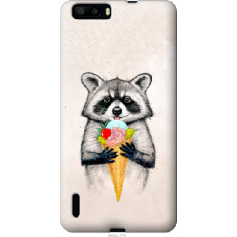 Чехол на Huawei Honor 6 Plus Енотик с мороженым (4602u-179)