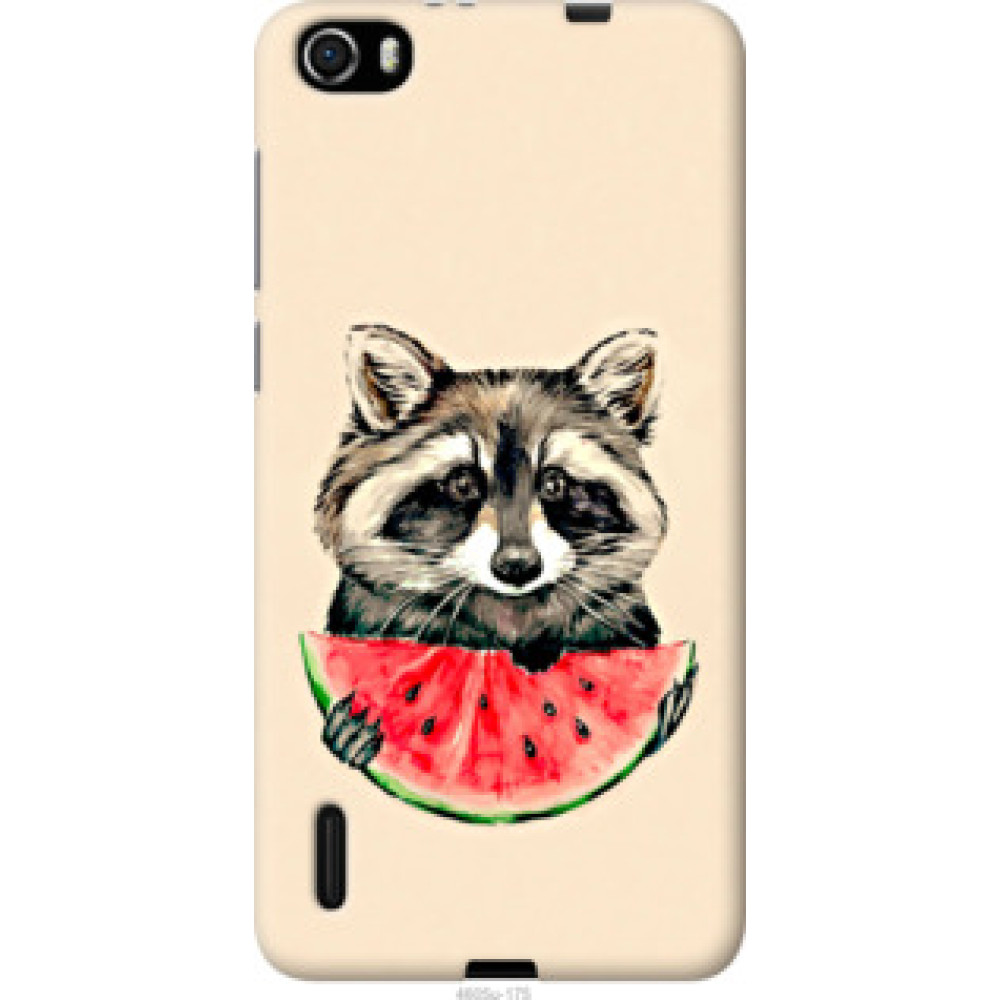 Чехол на Huawei Honor 6 Енотик с арбузом (4605u-175)