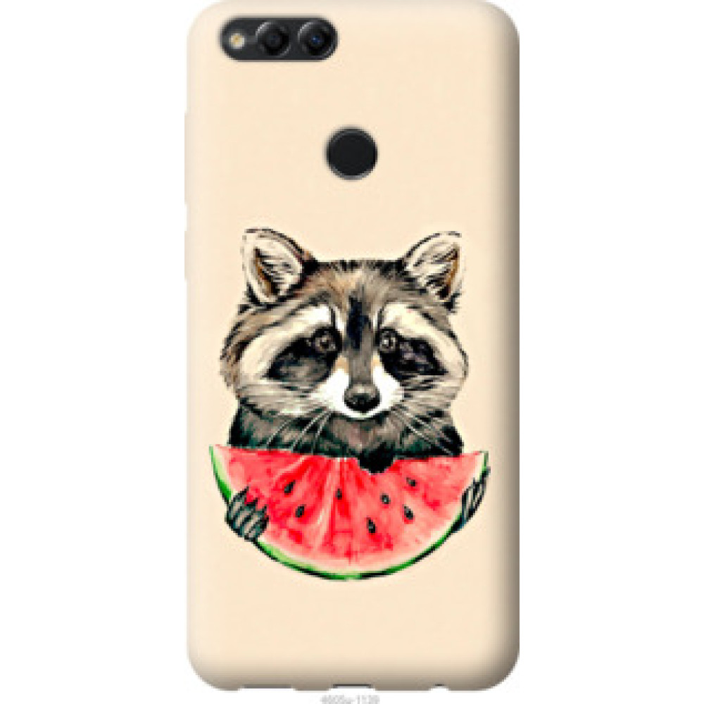 Чехол на Huawei Honor 7X Енотик с арбузом (4605u-1139)