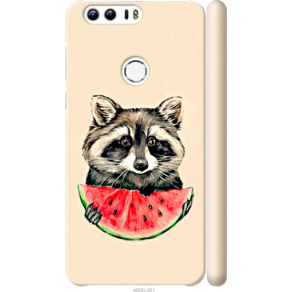 Чехол на Huawei Honor 8 Енотик с арбузом (4605c-351)