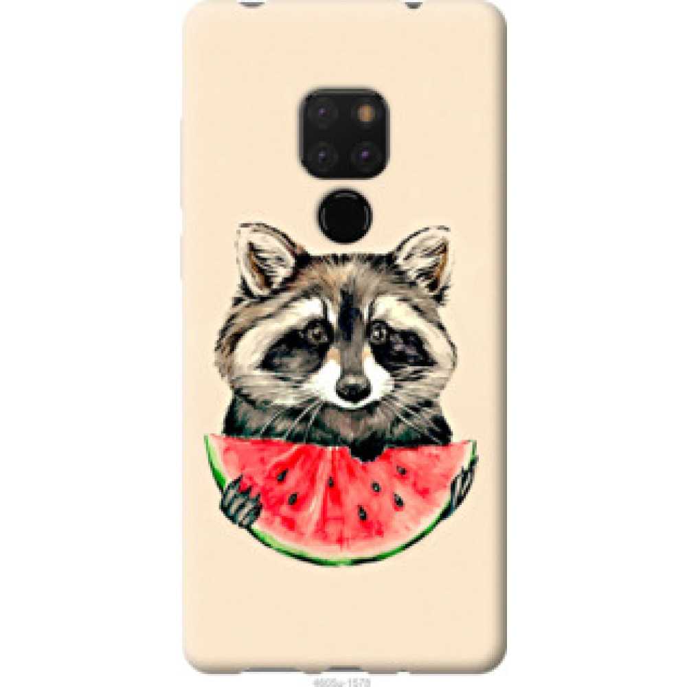 Чехол на Huawei Mate 20 Енотик с арбузом (4605u-1578)