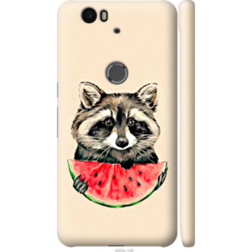 Чохол на Huawei Nexus 6P Енотик с арбузом (4605c-148)