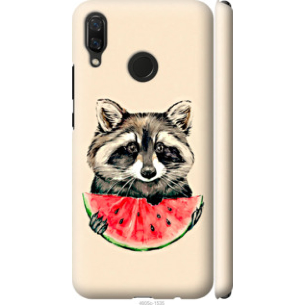 Чохол на Huawei Nova 3 Енотик с арбузом (4605c-1535)