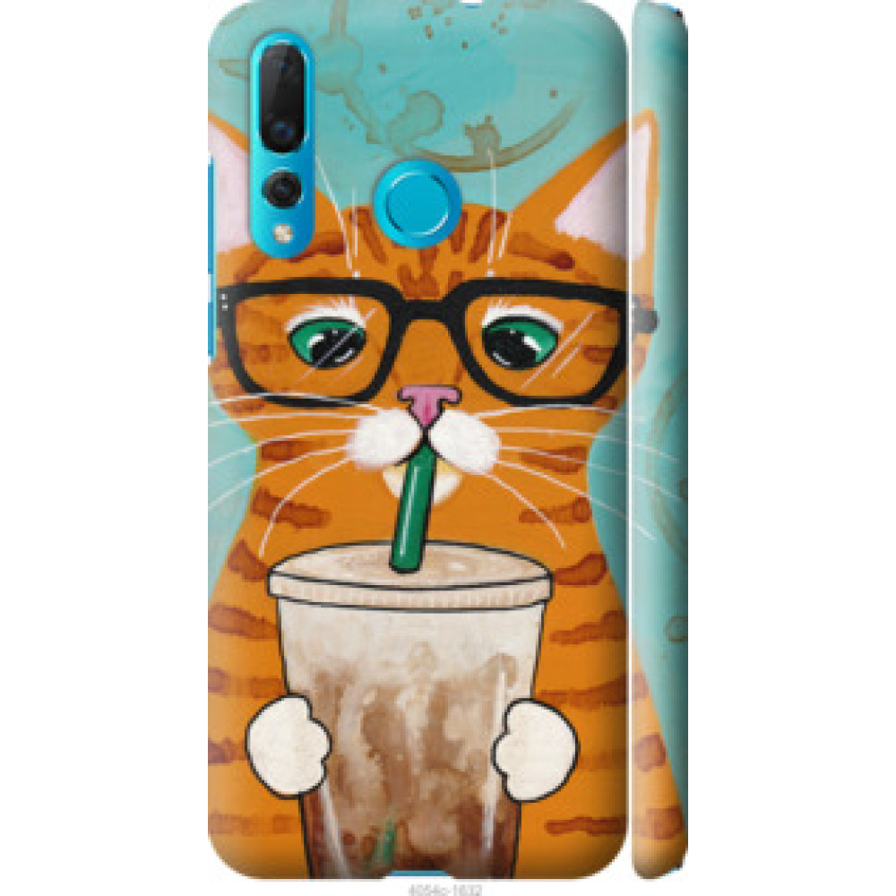 Чехол на Huawei Nova 4 Зеленоглазый кот в очках (4054c-1632)