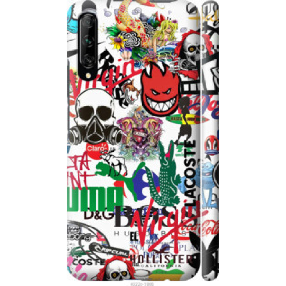 Чехол на Huawei P Smart Pro Many different logos (4022c-1906)