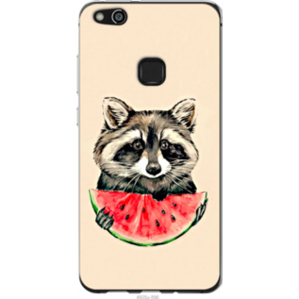 Чехол на Huawei P10 Lite Енотик с арбузом (4605u-896)