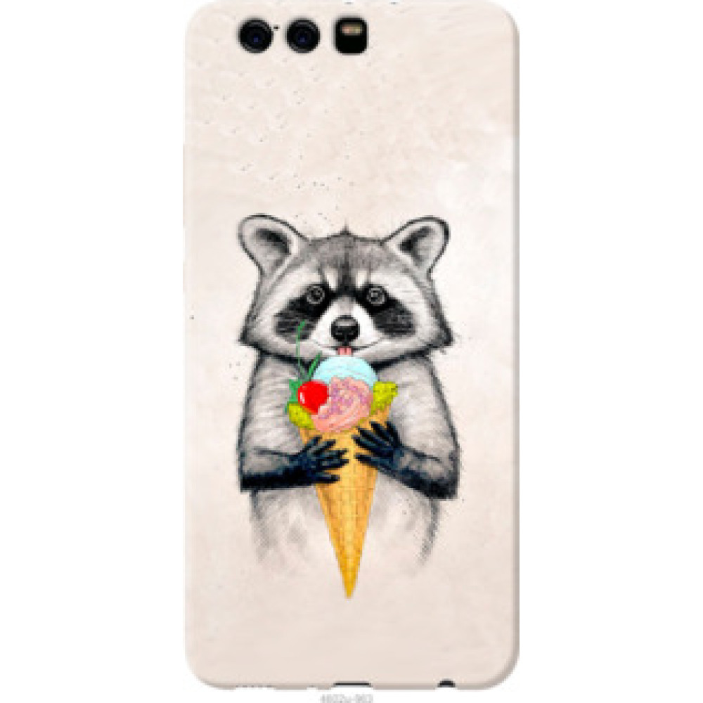 Чехол на Huawei P10 Plus Енотик с мороженым (4602u-963)