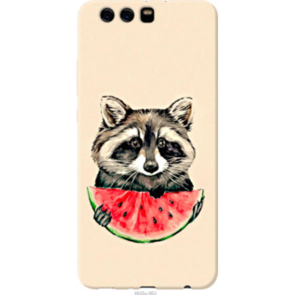 Чохол на Huawei P10 Plus Енотик с арбузом (4605u-963)