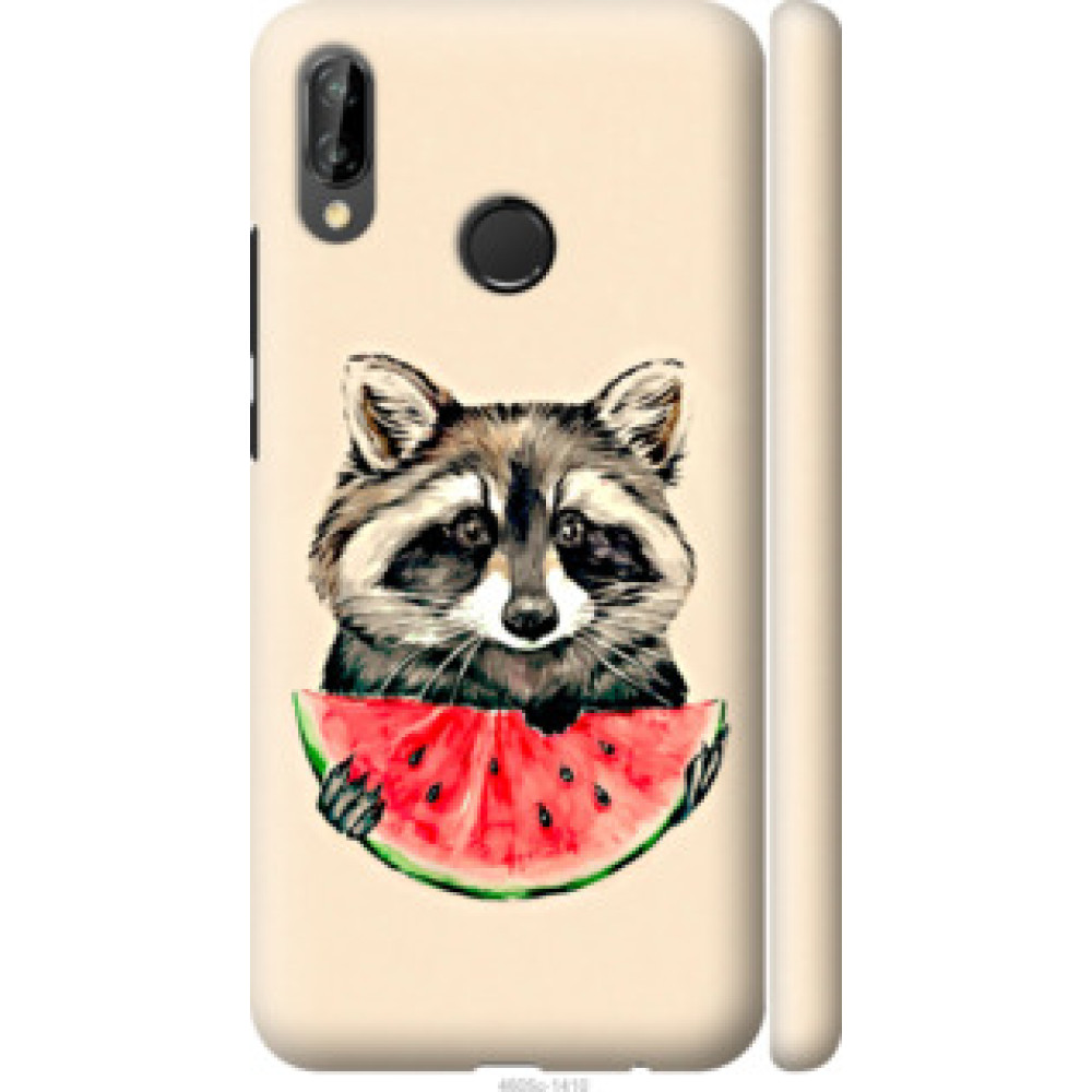 Чехол на Huawei P20 Lite Енотик с арбузом (4605c-1410)