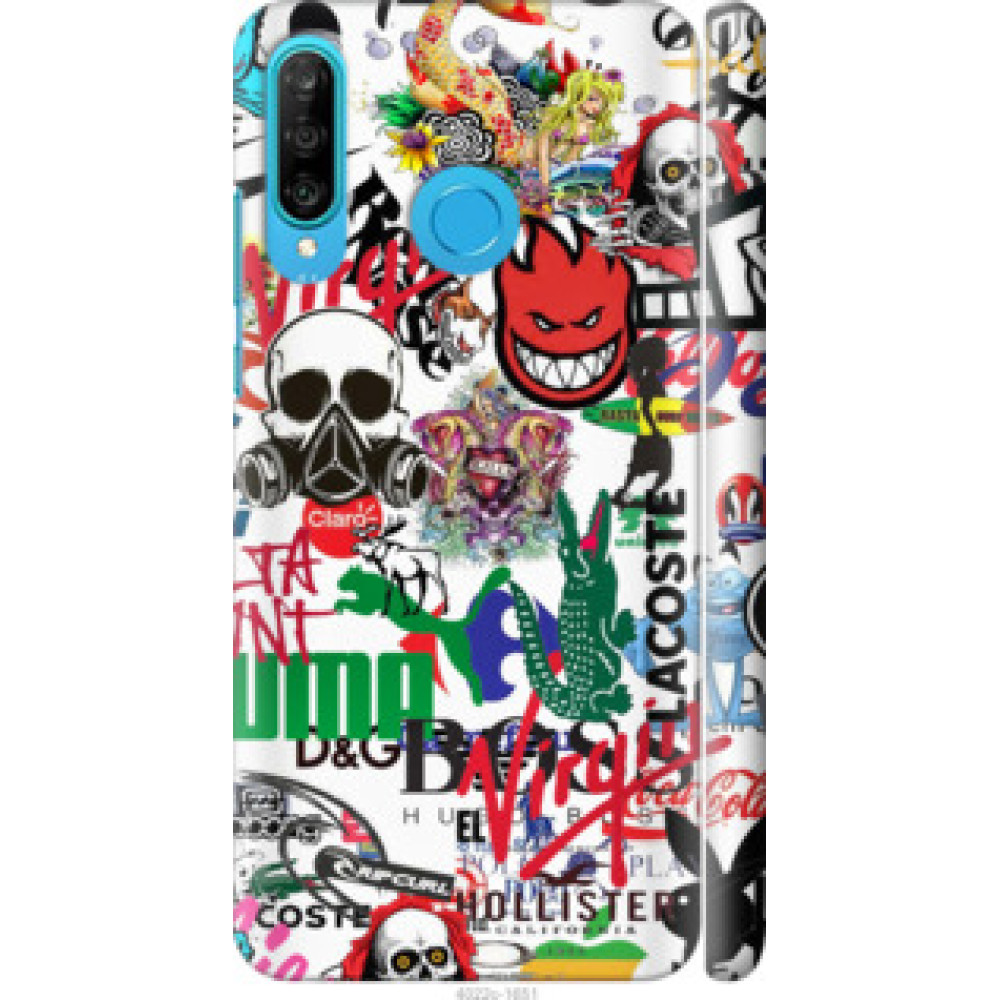 Чохол на Huawei P30 Lite Many different logos (4022c-1651)