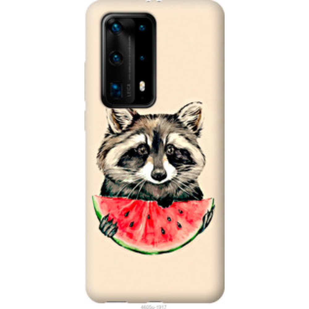 Чехол на Huawei P40 Pro Plus Енотик с арбузом (4605u-1917)