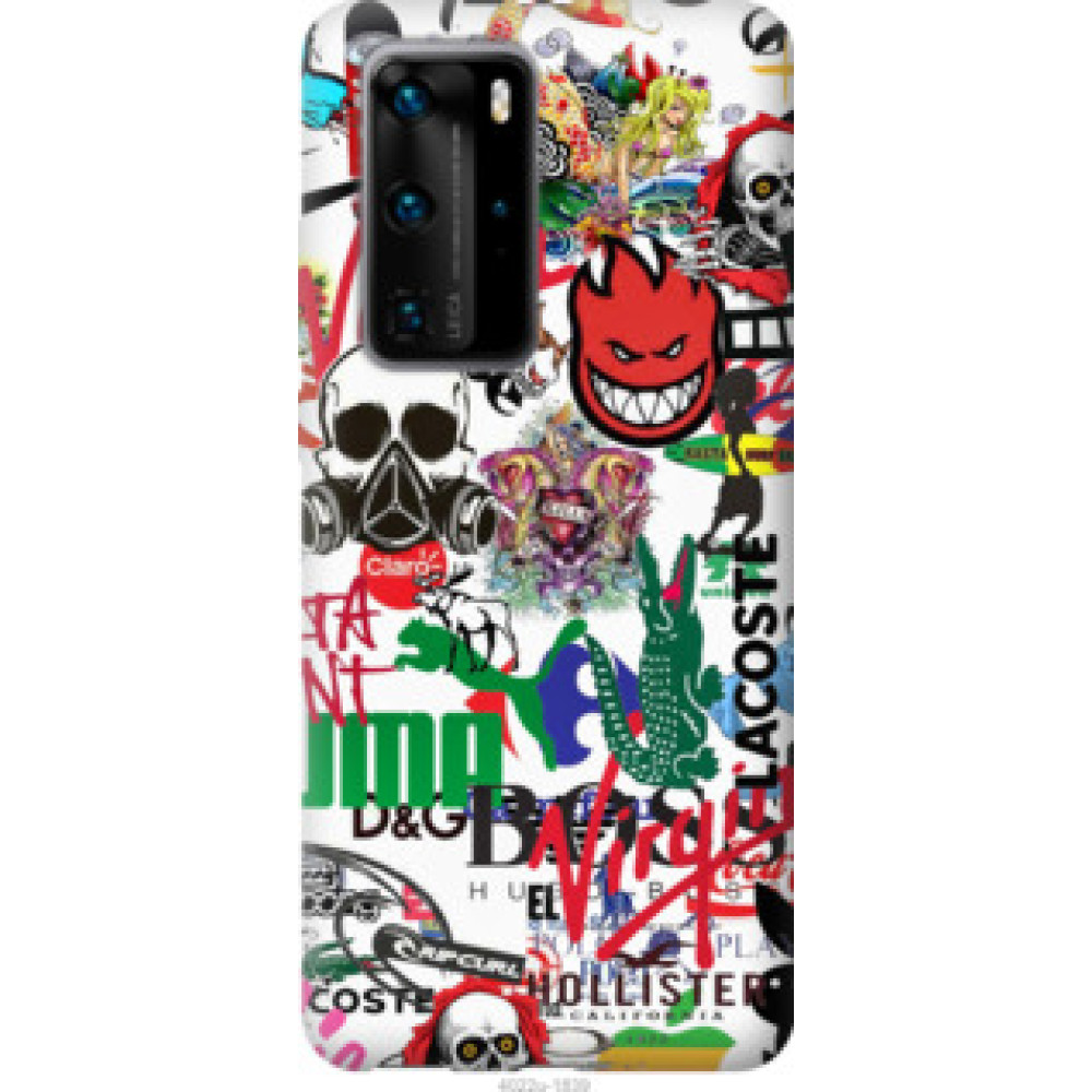 Чехол на Huawei P40 Pro Many different logos (4022u-1839)