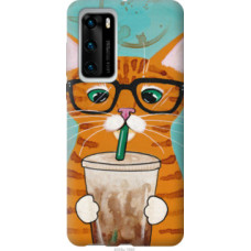 Чехол на Huawei P40 Зеленоглазый кот в очках (4054u-1840)