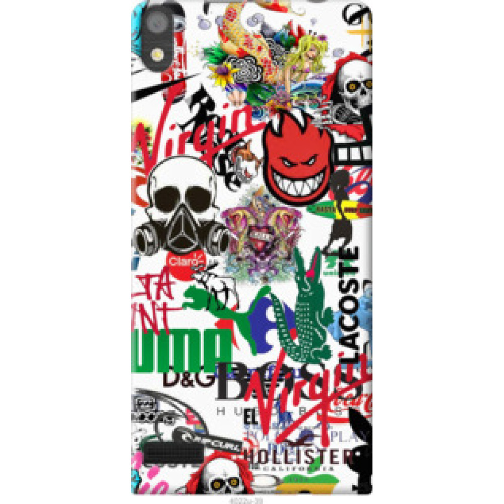 Чехол на Huawei Ascend P6 Many different logos (4022u-39)