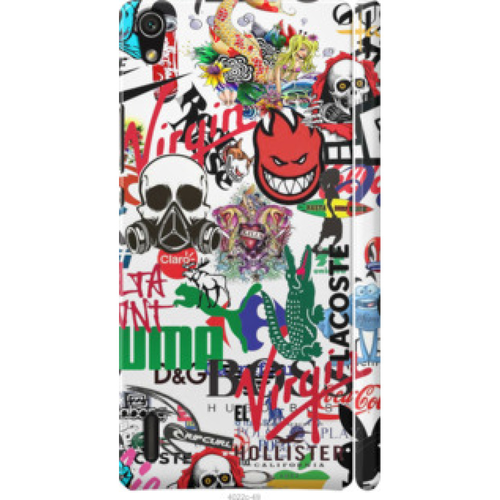 Чехол на Huawei Ascend P7 Many different logos (4022c-49)