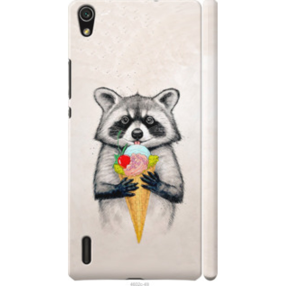 Чехол на Huawei Ascend P7 Енотик с мороженым (4602c-49)